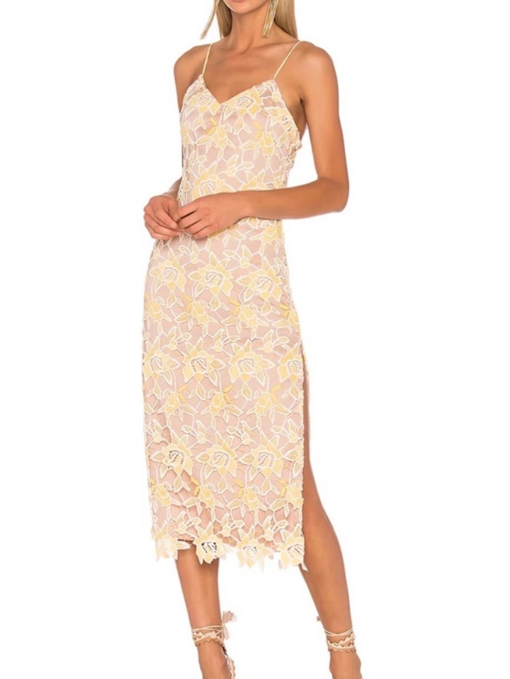 Revolve Donna Dress sunshine floral lace yellow size M